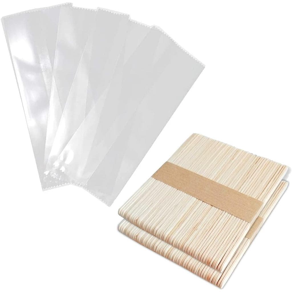 Sacos e Palitos para Picolé, Embalagens Grossas para Sorvete, Sacos Plásticos para Picolé com Palitos de Madeira para Ca