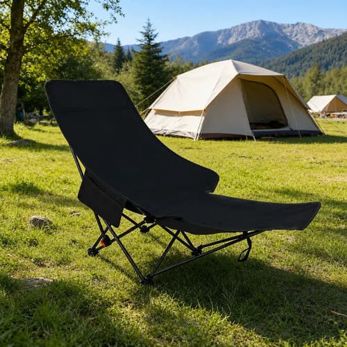 Cadeira Camping Dobrável Reclinável Ajustável Com Apoio Pés Praia Pesca Camping Marca Usd Preto