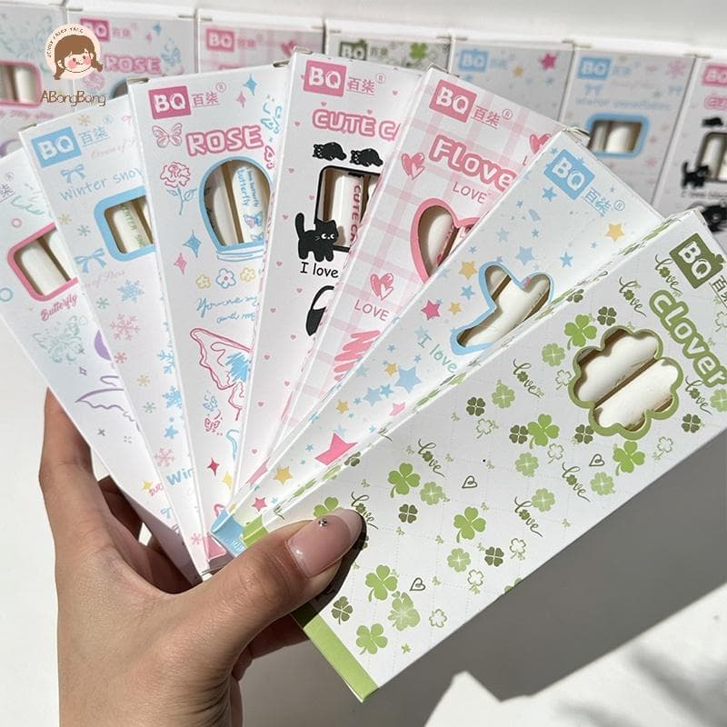 ABongBang 4pcs Luy Pen Criatividade Caneta Rotativa Retrátil Flor Gel Canetas 0.5mm Ponta Fina Qui Dry Bla Tinta Escritó