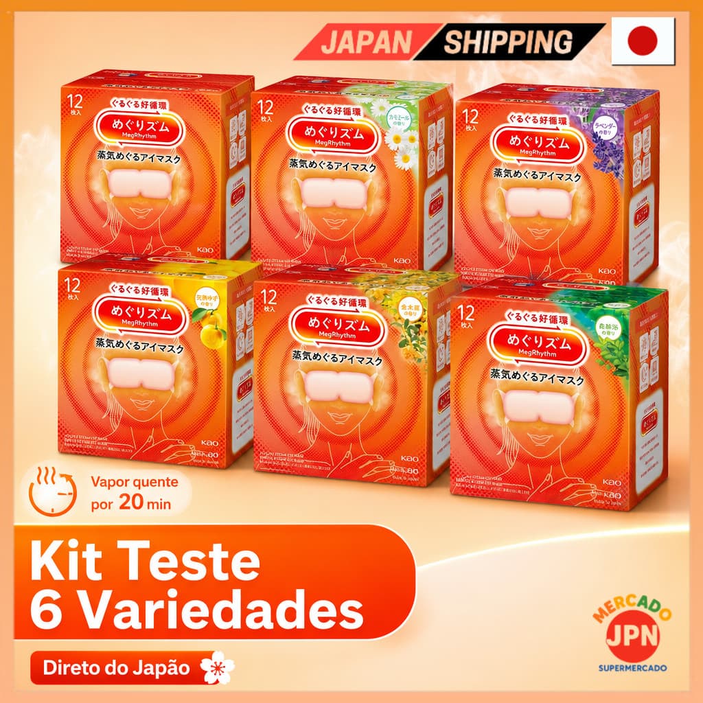 TKHY Trial Sortido Set: 6 Boxes of Megurizumu Steam Hot Eye Masks Fragrance-Free Direct from JAPAN