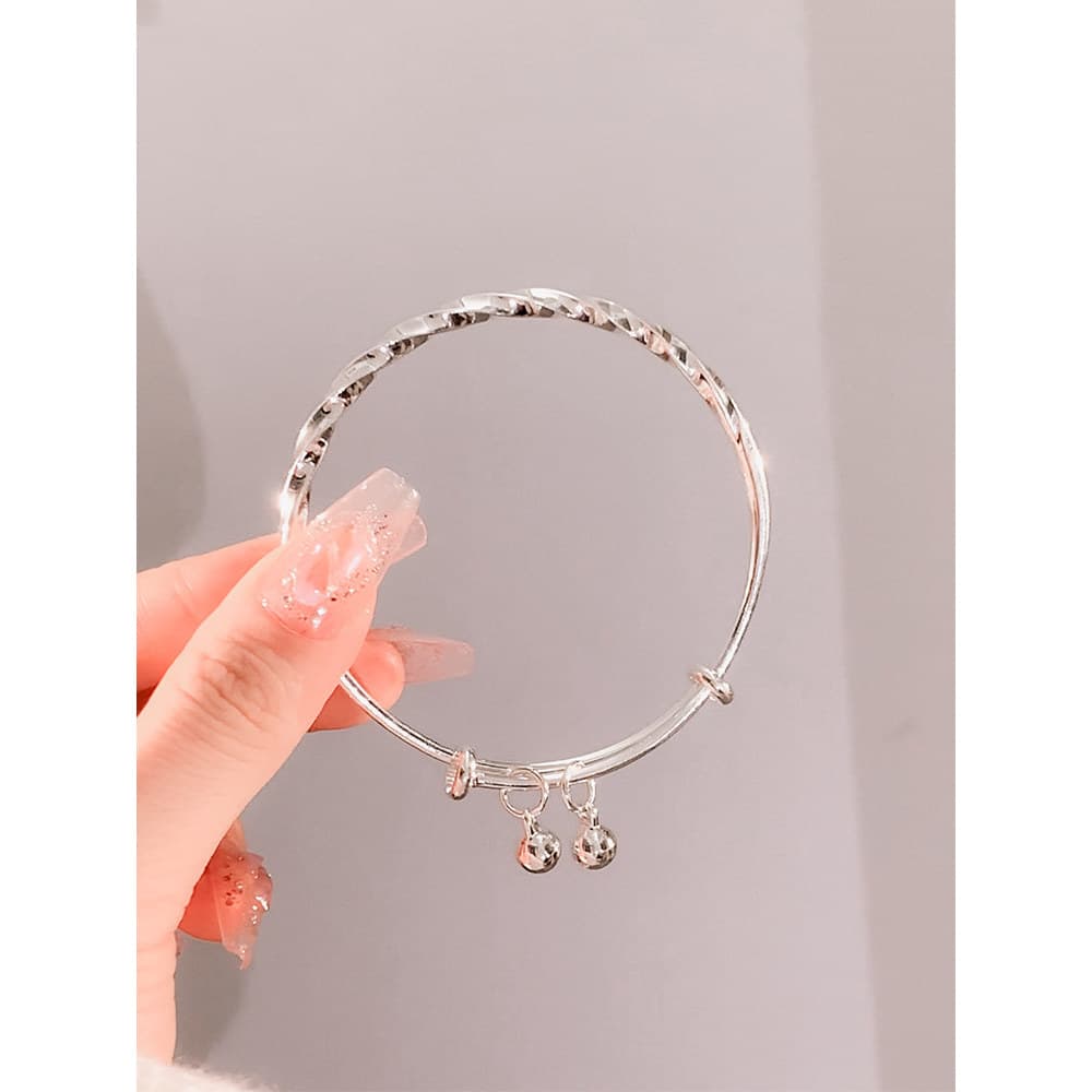 Pulseira torcida luz luxo High-End sentido simples anel de prata pulseira Push-Pull pulseira de jóias de prata20260804