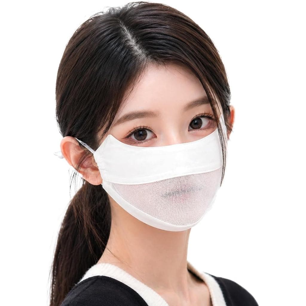 Máscara de Tecido com Proteção UV, UPF 50+, Cobertura Facial Reutilizável com Malha Respirável, Ajuste Coreano, Antiemba