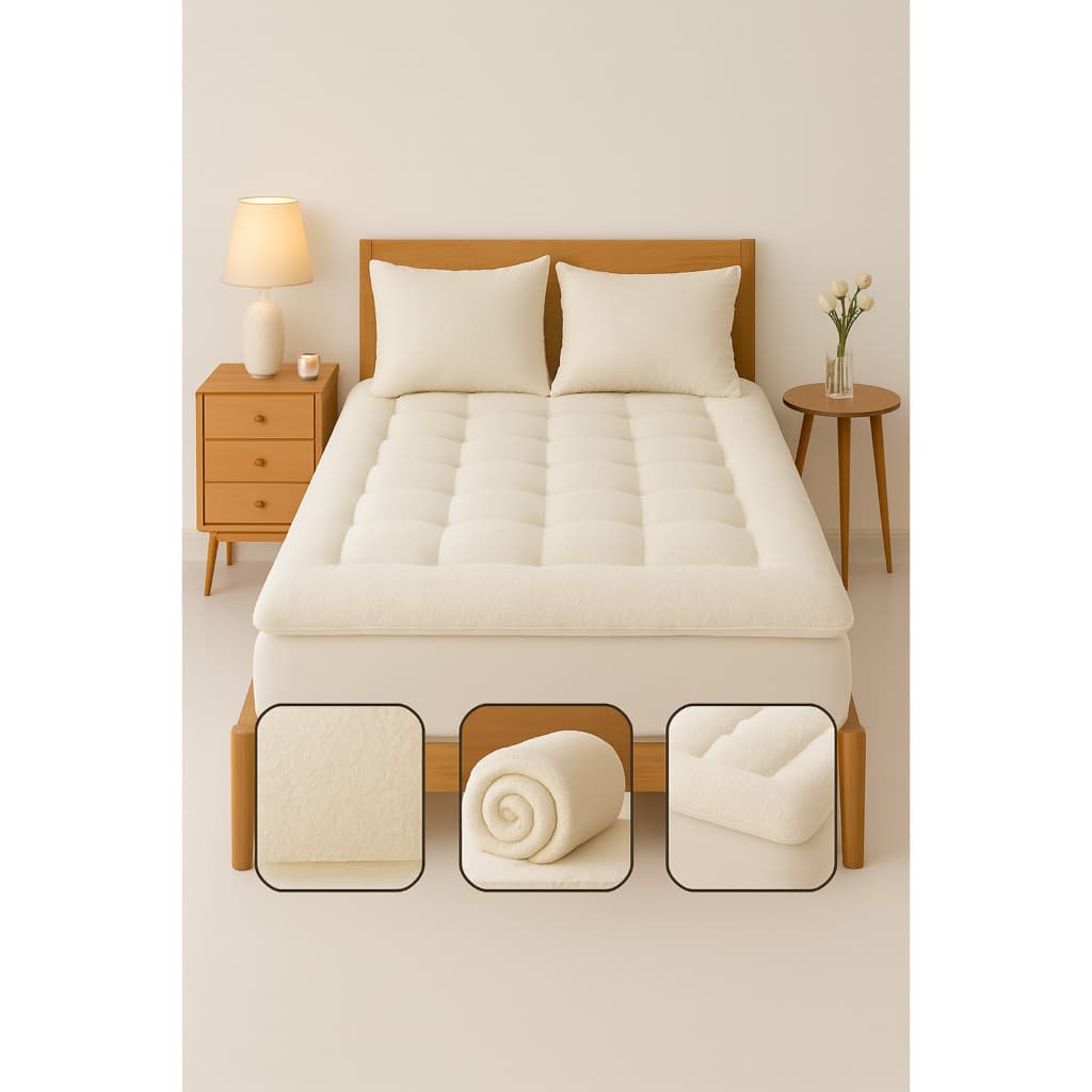 Pillow Top Perfeito para o Frio Muito Quente Protetor Colchão do Solteiro ao King Size Sherpa Lã De Carneiro