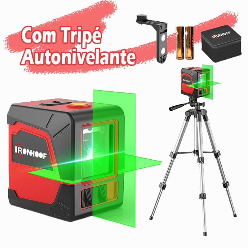 Nivel A Laser Profissional 2 Linhas Com Tripé Verde