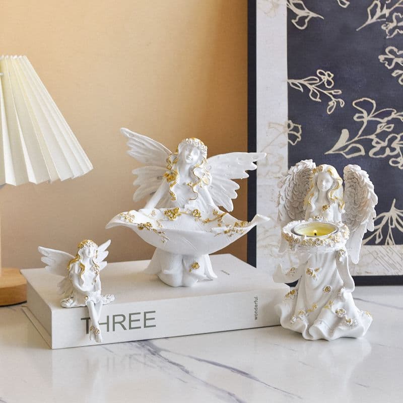Luz de luxo flor fada decoração anjo personagem elfo escultura decoração sala estar entrada quarto decoração