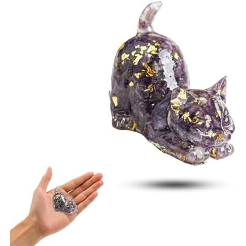 1 Pacote De Enfeites De Gato De Cristal , Estátua Esculpida À Mão Requintada Para Decoração De Casa (Roxo)