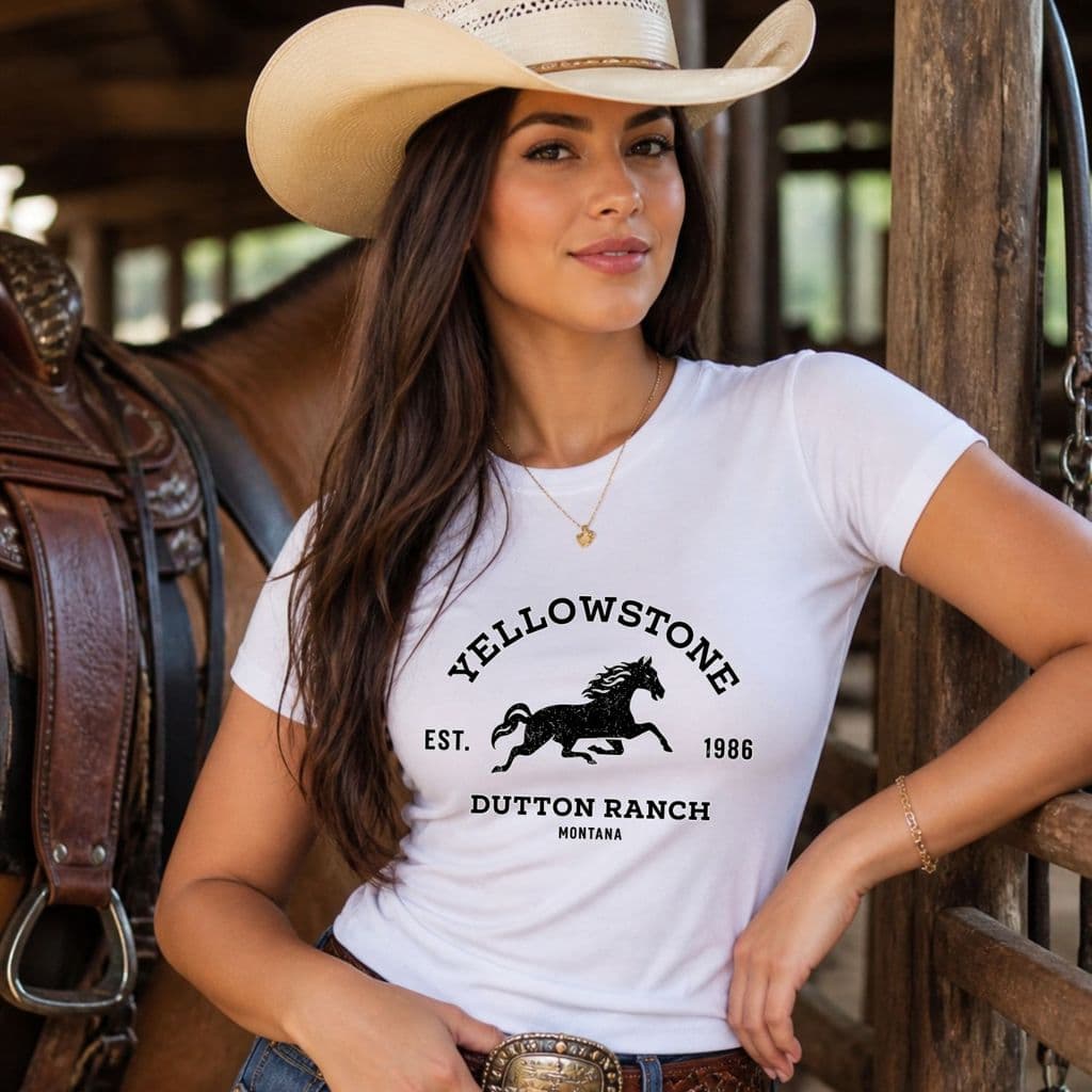 Camiseta Feminino country cowgirl yellostone cavalo peoa festa de peão rodeio blusa t-shirt algoão