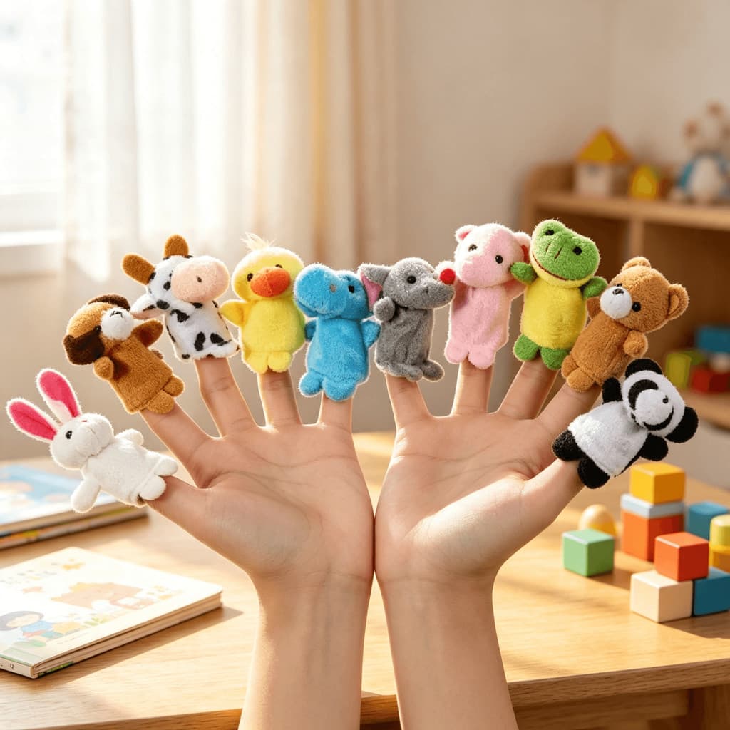 10 Peças de Fantoches de Dedo de Animais para Bebês, Brinquedo Educacional para Aprendizagem e Diversão