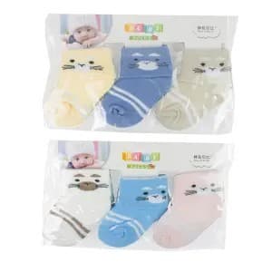 Meias p/ Bebê 0-6 meses 3 Pares - 7319  Cores Sortidas