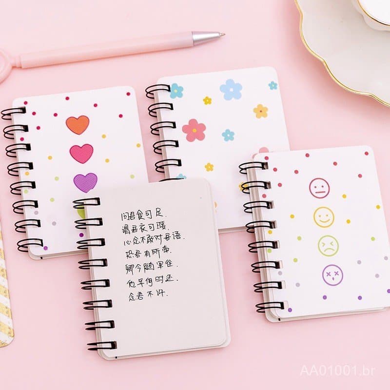 Caderno de Folhas Soltas A7 de Alto Valor, Caderno Mini Conveniente com Desenho Animado, Caderno de Folhas Soltas com Ca