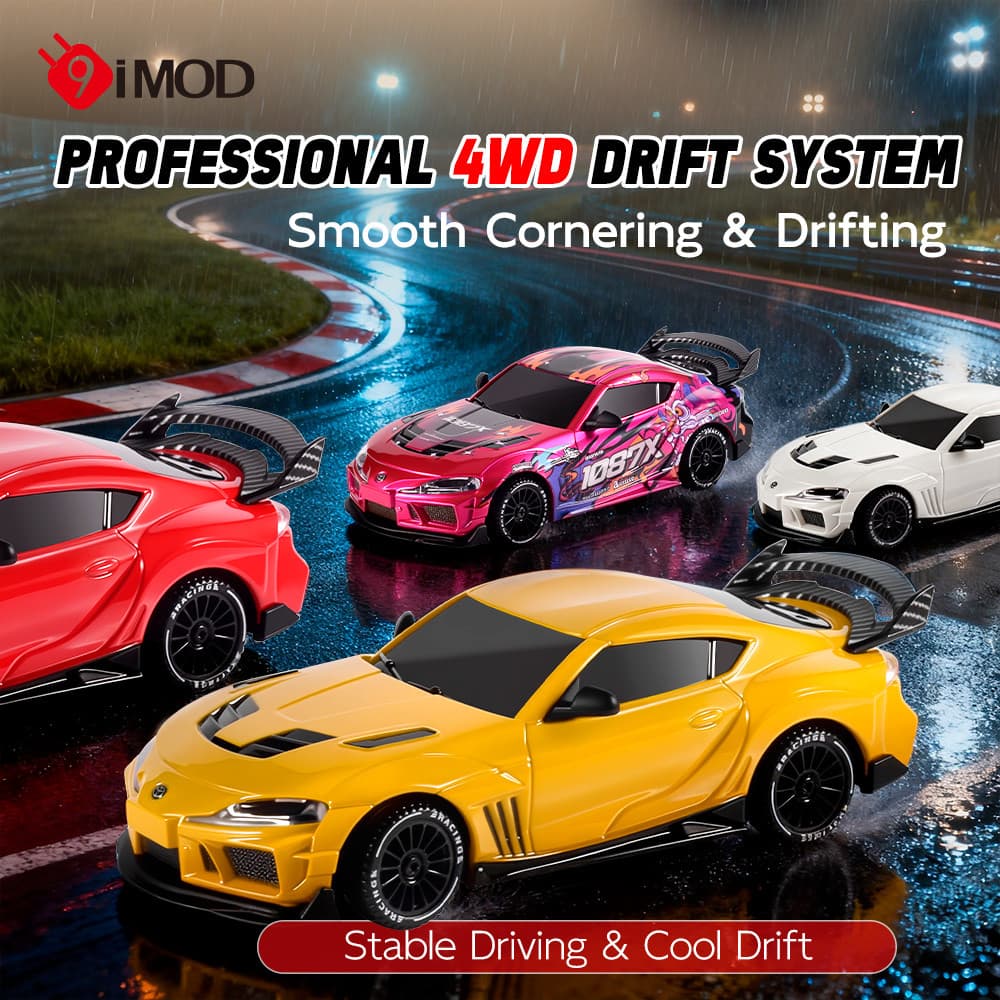9IMOD Pro 1/43 Mini RC Drift Car 2.4G 4WD Giroscópio Embutido Velocidade Ajustável LED Brinquedo De Corrida De Hobby Lev