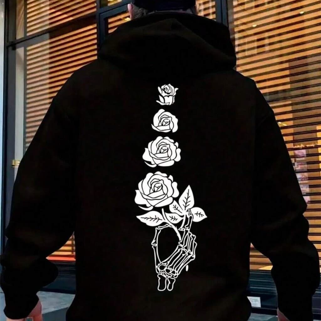 Moletom HAND ROSE SKULL FC Casaco Blusa Canguru
