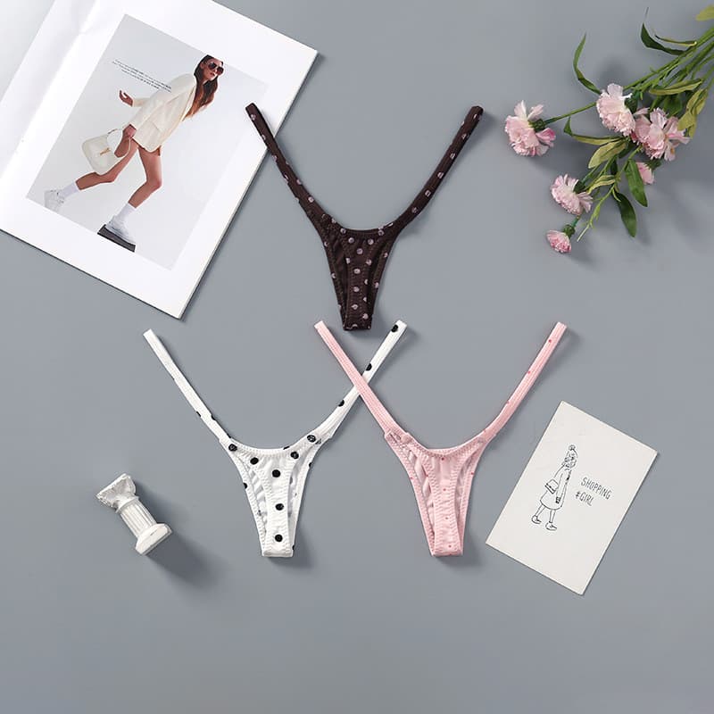 2026 Novo estilo Meichunfei com fenda alta e tanga em V profundo, roupa íntima feminina europeia americana em forma de V