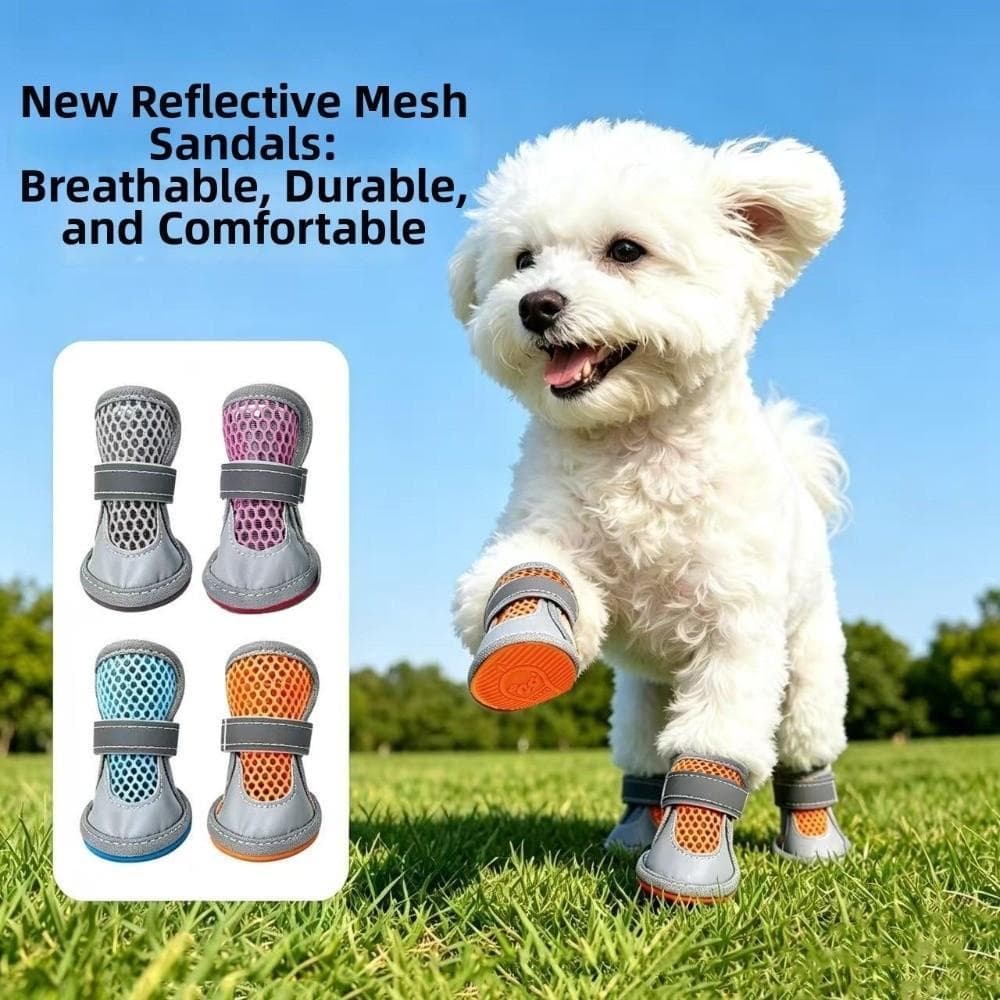 Sapatos De Malha Para Cães , 4 Unidades , Botas De Rede Respiráveis Resistentes Ao Desgaste Animais De Estimação , Alça