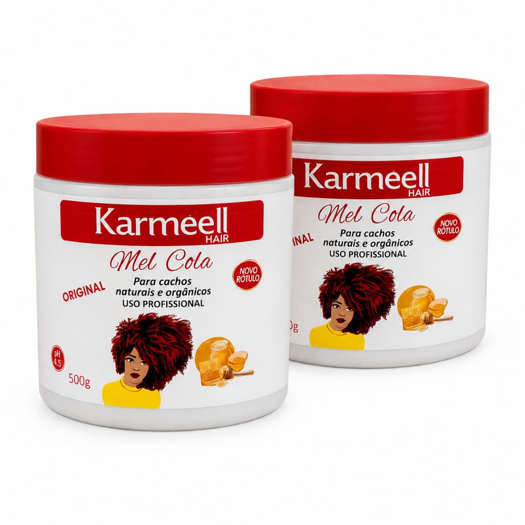 Kit 2 Máscaras Mel Cola 500g Cachos Naturais Orgânicos Definição