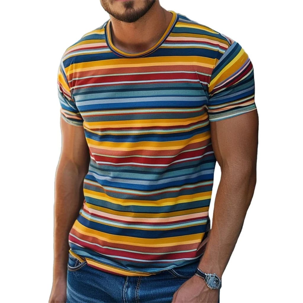 Camisetas Gráficas De Listras Retrô Para Homens Moda Verão Manga Curta Impressas Em 3D Tendência Streetwear Pulôveres Gr