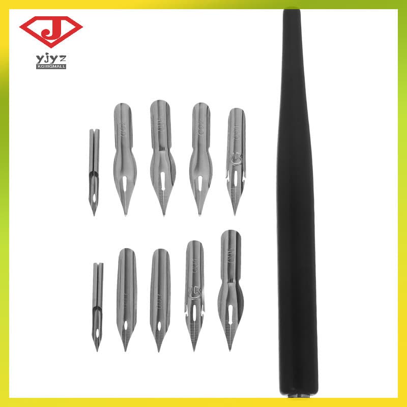 1 Conjunto De Caneta De Imersão De Madeira Com Pontas Variadas De Aço Inoxidável Para Escrever Esboços , Desenho E Assin