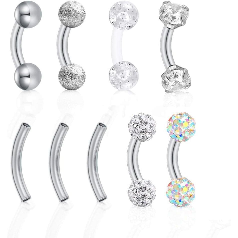 Mayhoop 16G 5-7 peças Brincos de Aço Inoxidável para Daith, Piercing de Lábio, Sobrancelha, Cartilagem, Tragus, Barbell