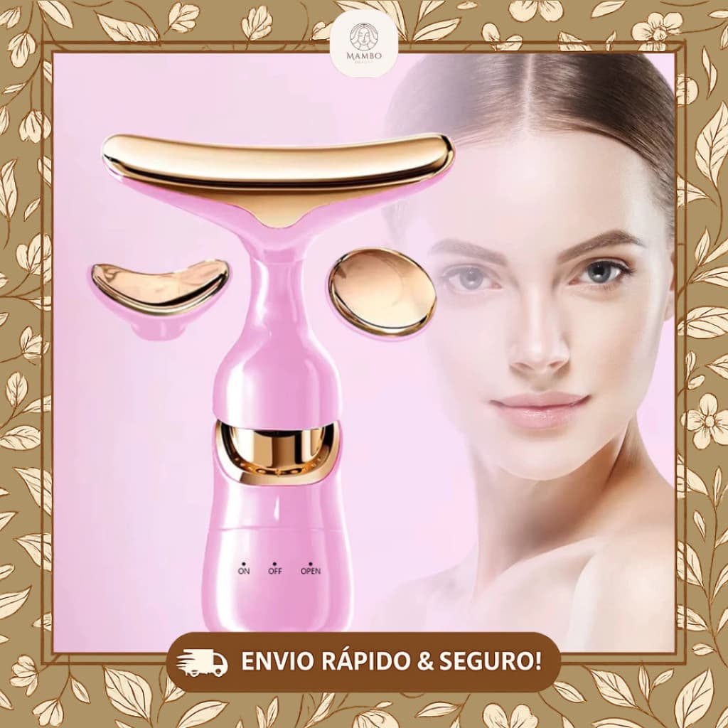 Massageador Facial 3 em 1 Portátil | Lifting Rápido e Pele Revitalizada em Casa - Para Rosto e Pescoço - Profissional
