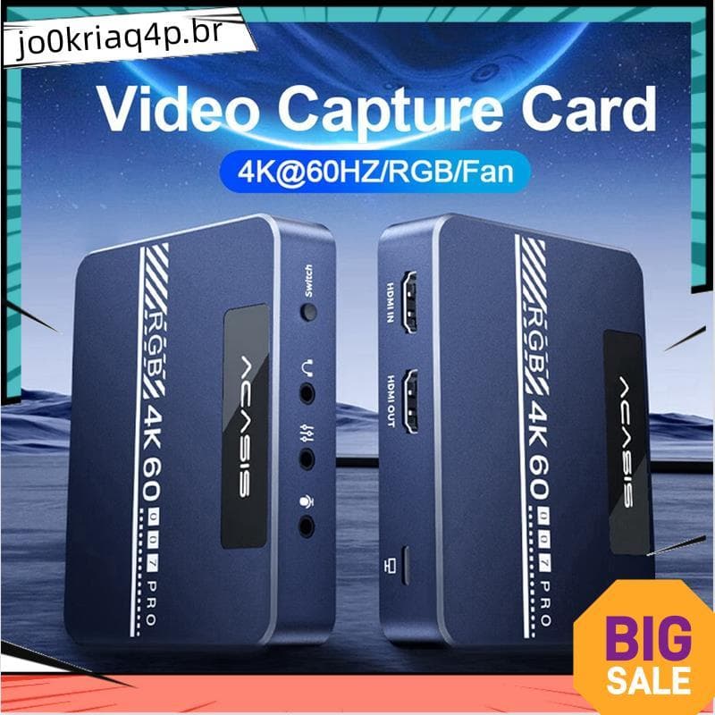 Placa De Captura De Vídeo 4K 60HZ HDR10 RGB 1080P Grabber Para Gravação De Jogos Câmera De Transmissão Ao Vivo Tablet