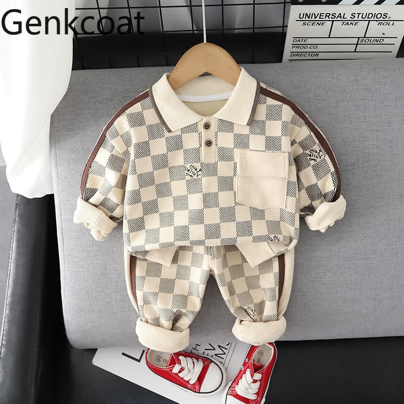Versão coreana novo produto primavera outono menino bebê crianças roupas menino infantil bebê crianças xadrez Casual dos