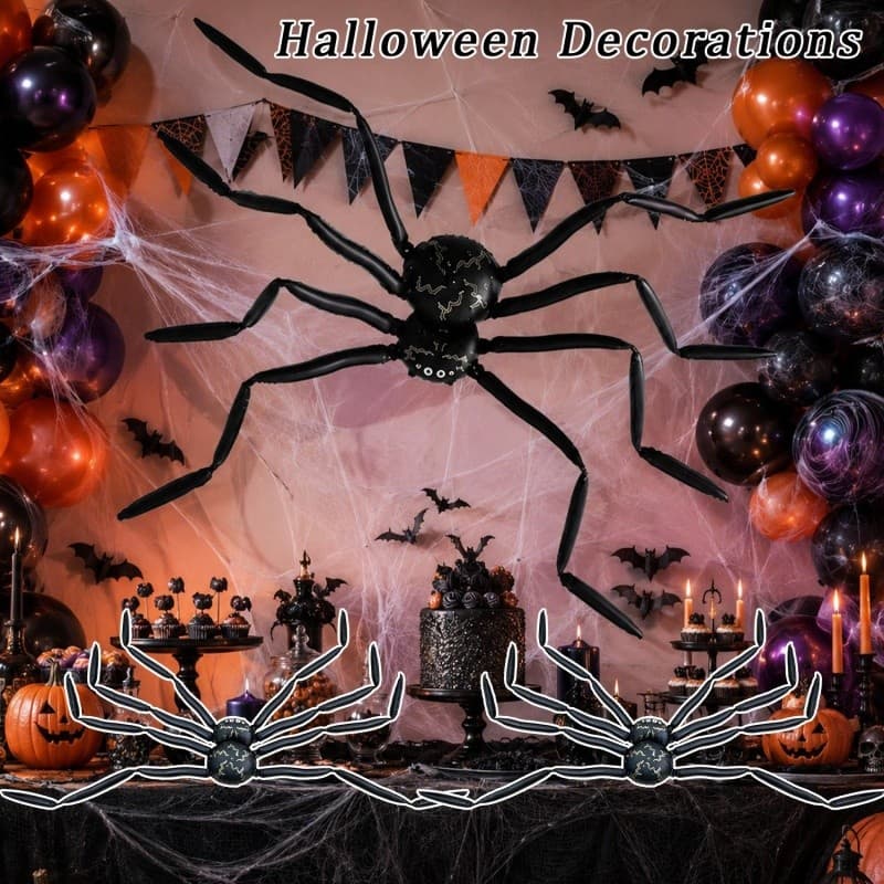 Balão De Folha De Alumínio De Aranha Preta Gigante Decoração De Halloween-Tema De Terror Festa Vestir Aranhas Balões Ade