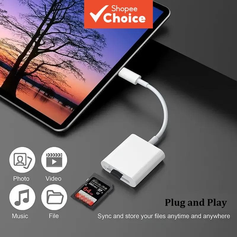 Leitor de cartões USB Type C 2-em-1 SD/TF para tablet e iPad, leitor de cartões de memória inteligente USB Type C
