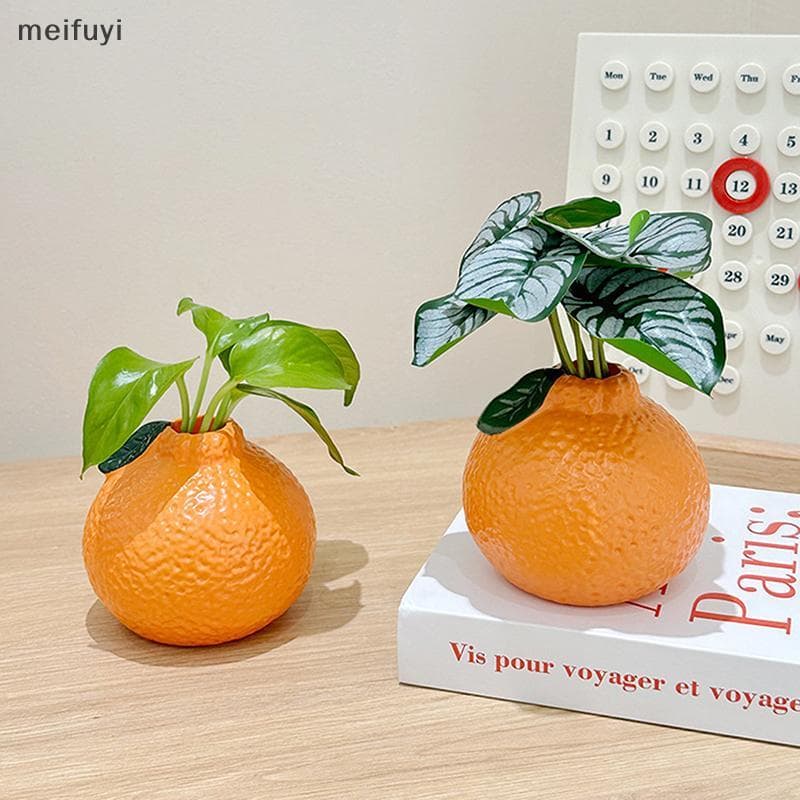 [MF] Vaso Em Forma De Fruta Laranja Reprodução Esmaltado De Arte De Mesa Decoração Peça Central De Buquê [BR]