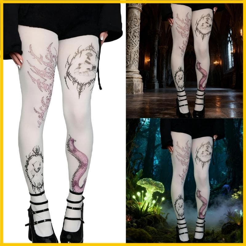 Estético Grunge Collants Bonito Impresso Meia-Calça Meias