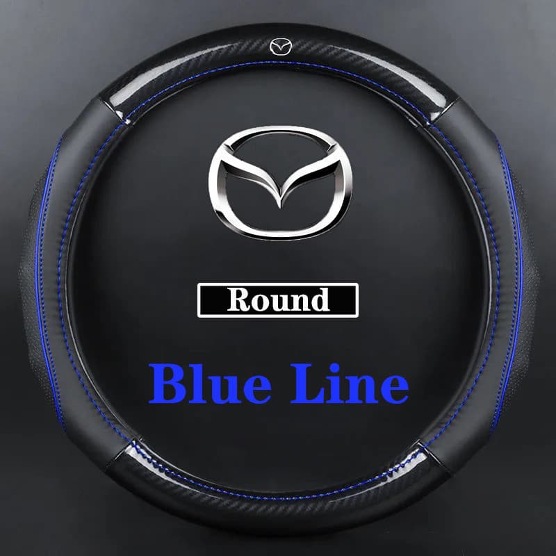 Capa de Volante de Carro em Couro e Fibra de Carbono para Mazda CX5 CX7 CX3 CX9 RX MX CX30 Mazda 2 Mazda 3 Axela Mazda 5