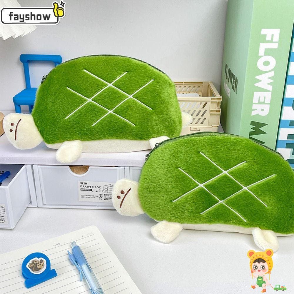 Bolsa De Caneta FAYSHOW , Lápis Em Forma De Tartaruga À Prova De Sujeira , Armazenamento De Papelaria De Pelúcia De Gran