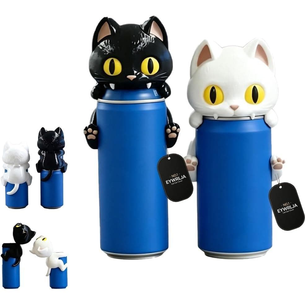 Capa Protetora para Lata de Refrigerante com Gato, Tampa Anti-Poeira para Bebidas, Protetor de Bebidas com Gatos Impress
