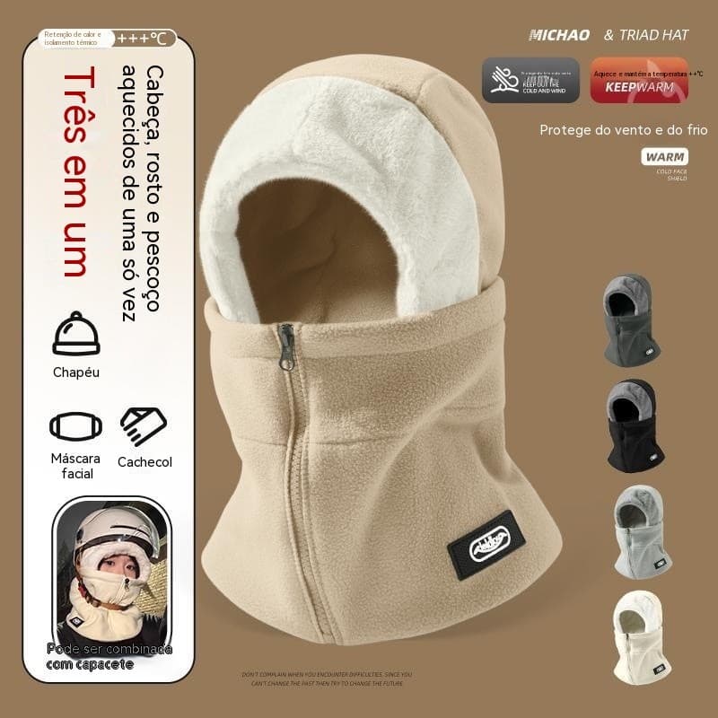 Novo estilo à prova de vento equitação babador chapéu de uma peça das mulheres dos homens inverno ciclismo quente ferram