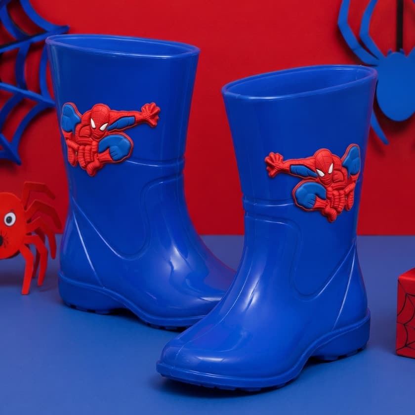 Galocha Infantil personagem aranha Menino Bota Chuva Criança Leve Confortável Relâmpago 19 ao 34 baby juvenil #inverno