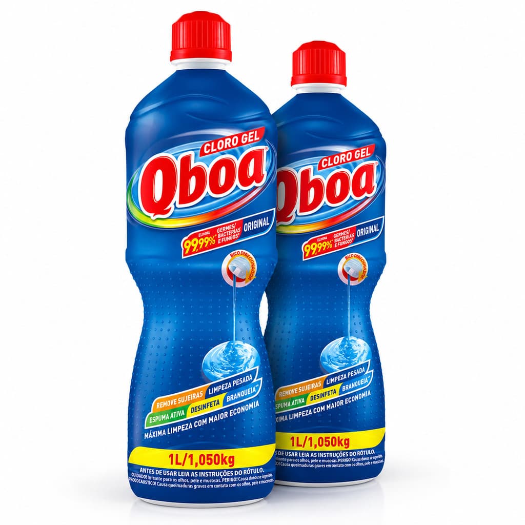 Cloro Gel Multiuso Qboa 1 Litro Kit 2 Unidades