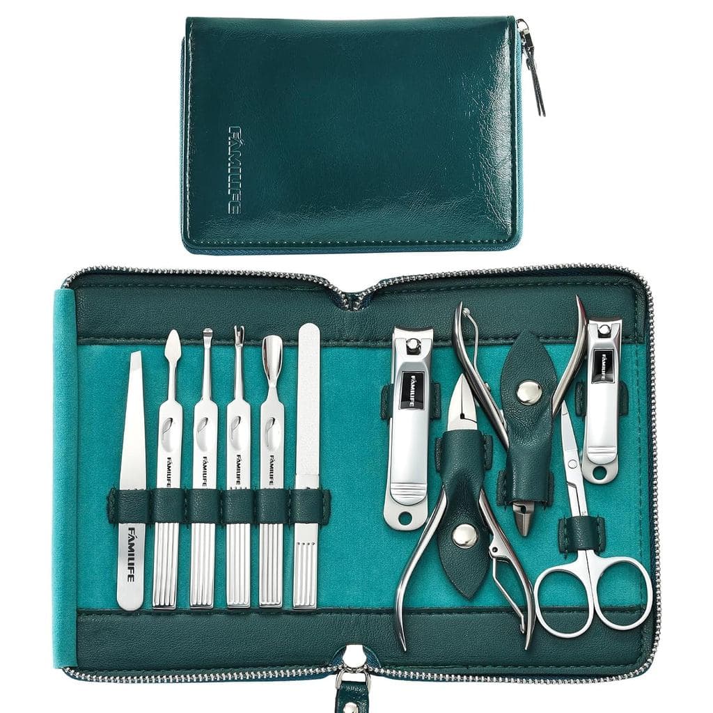 Kit de Unhas FAMILIFE, Conjunto Profissional de Manicure, Kit de Manicure 11 em 1, Conjunto de Cortadores de Unhas em Aç