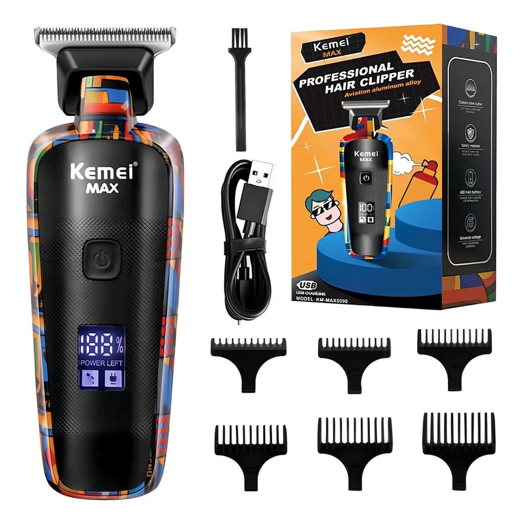 Máquina de Acabamento Kemei Tela LED e Bateria Recarregável