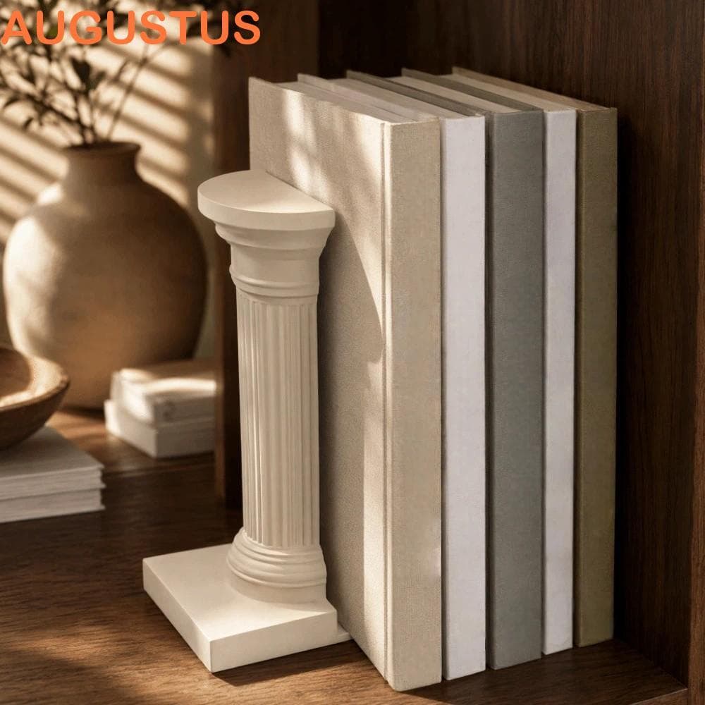 AUGUSTUS 1 Par De Suporte Para Livros Estilo Arquitetura , Extremidade Artística De Livro De Coluna Romana Branca , Form