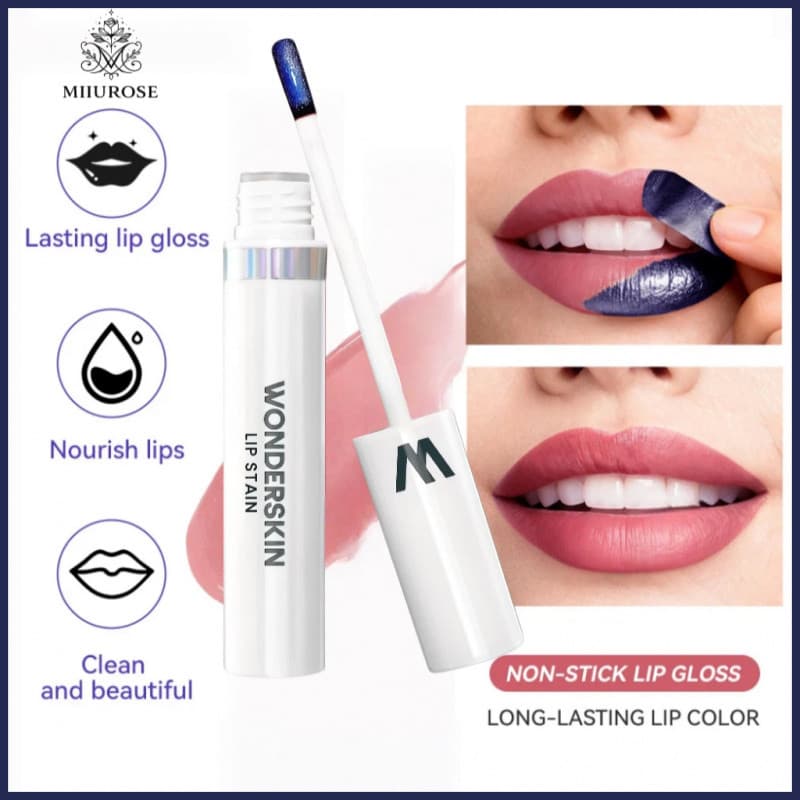 MIIUROSE WONDERSKIN BARUBT Batom Colorido, À prova d'água, Longa duração, Não desbota, Não pegajoso, Não transfere, Acab