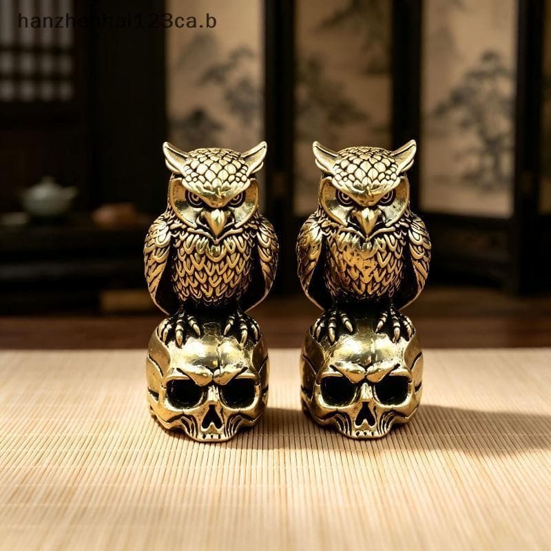 HAN Coruja Ornamento De Latão Sólido Feito À Mão Pequeno Artesanato Estético Boho Decoração Para Casa Prateleira De Mesa