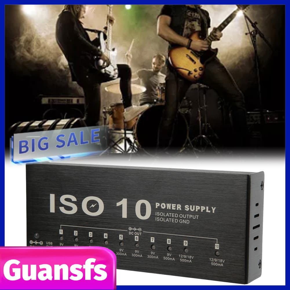 guansfs.br Fonte de guitarra com 10 efeitos de saída de energia USB pedaleira isolada multi com indicador LED 2 tensão