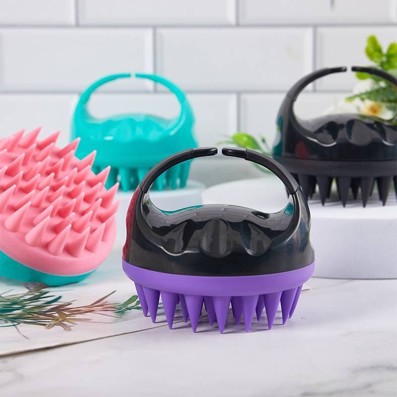 1PC Portátil Silicone Shampoo Escova Redondo Macio Couro Cabeludo Massagem Banho Cabelo Chuveiro Cuidados Com O