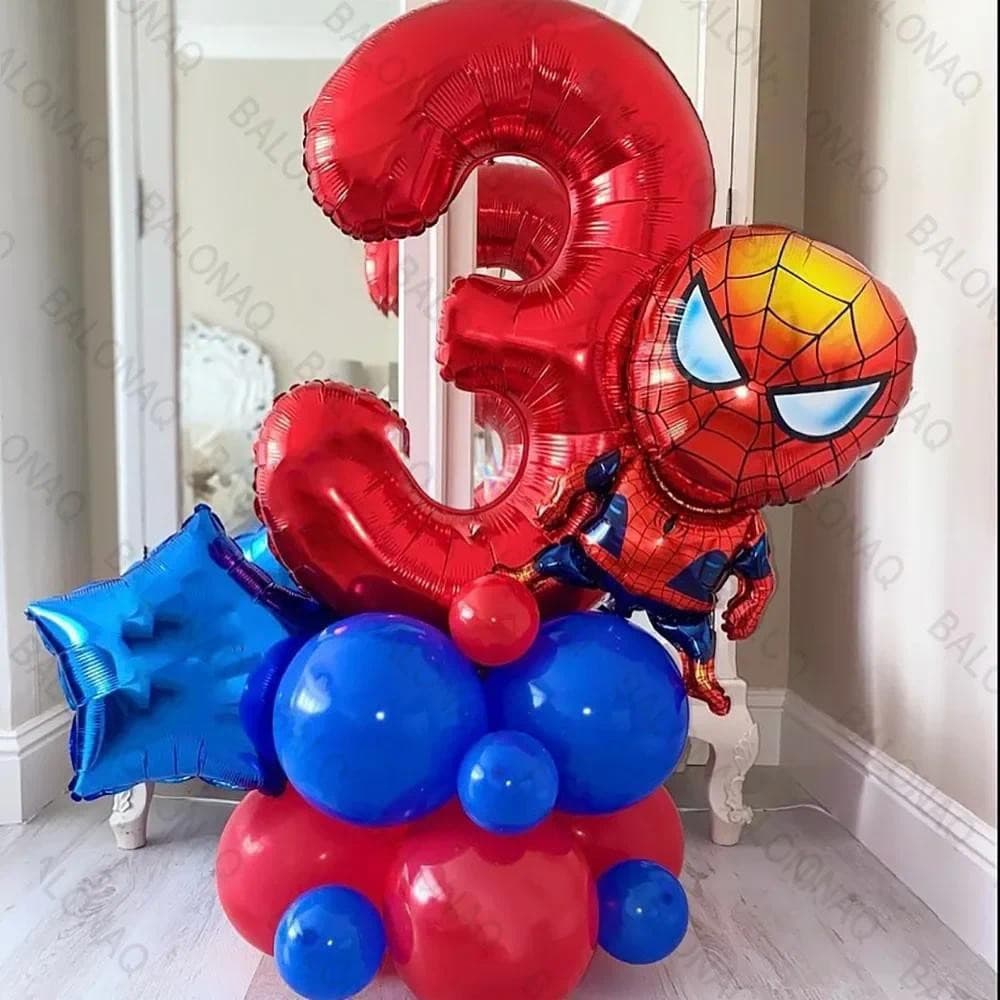 Conjunto de Decoração de Aniversário do Homem-Aranha, 21 Peças, Balões Laminados para Festa de Meninos e Crianças