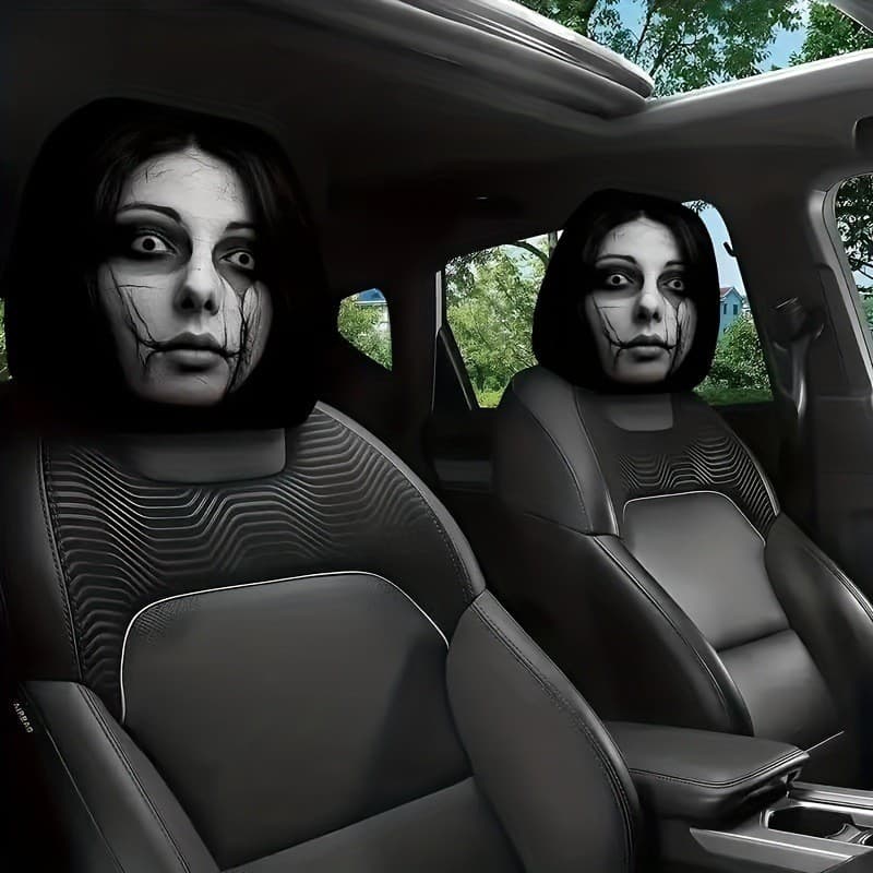 Capa de encosto de cabeça do carro Horror engraçado fronha cabeça pescoço fronha