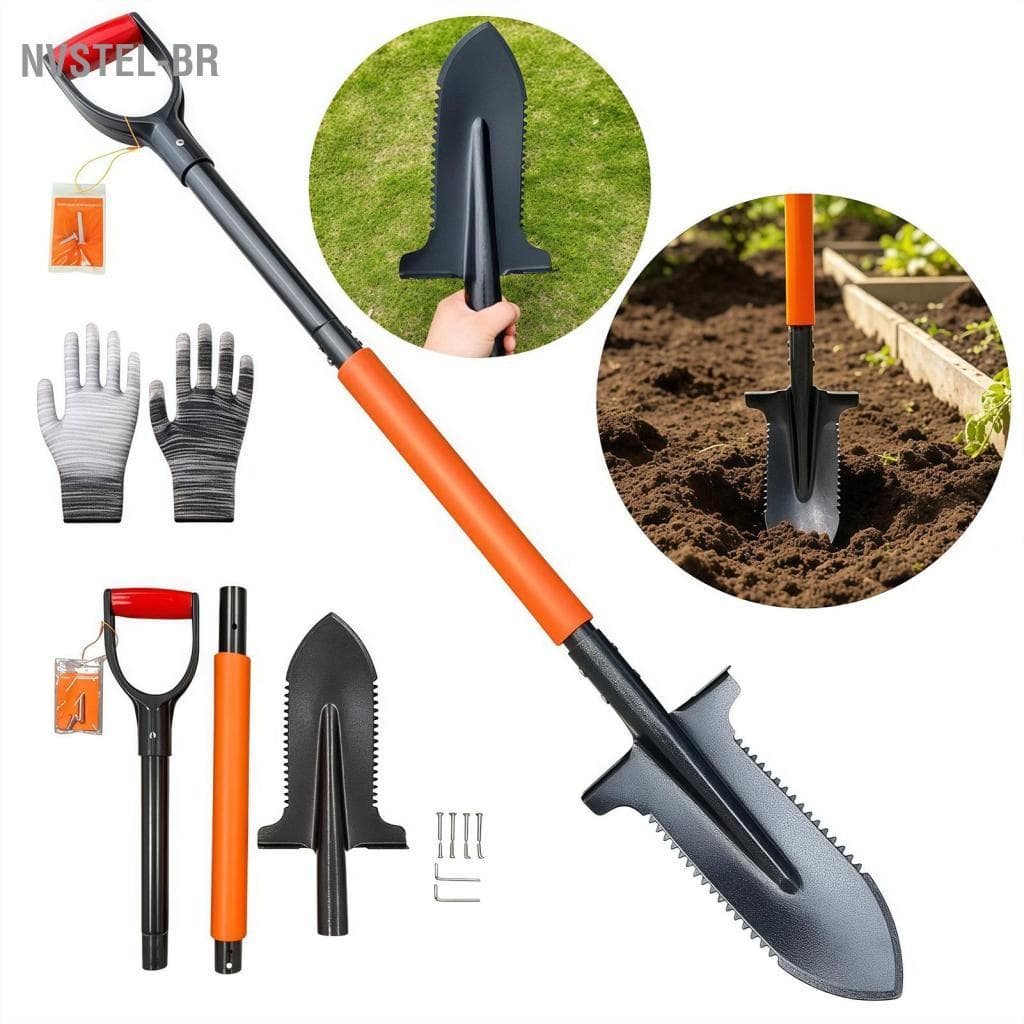 Nvstel-br Pá de serra de raiz de 20 dentes removível leve e ergonômica pá de detecção de metal para jardim