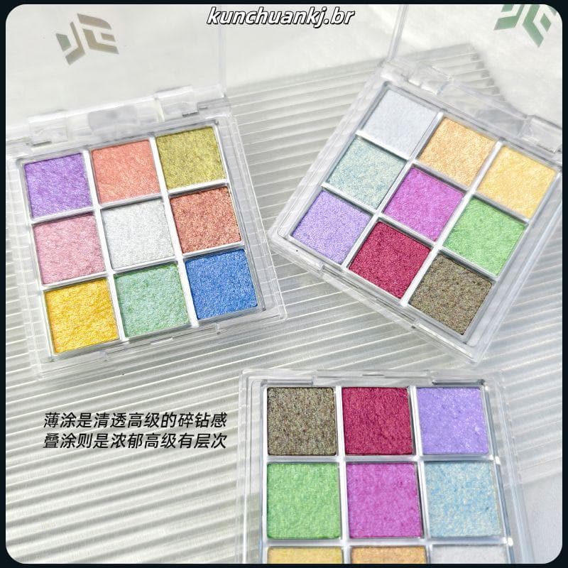Novo estilo gelo transparente camaleão nove cores perolado sombra desempenho graduação palco brilhante Glitter cos maqui