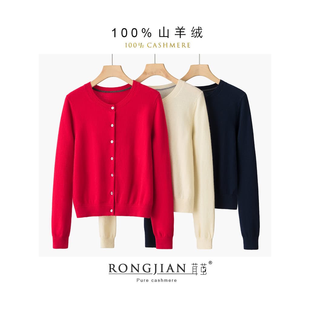 Primavera outono básico puro Cashmere cardigan feminino em torno do pescoço curto malha cardigan camisola jaqueta interi