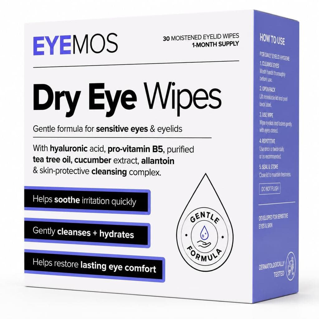Toalhetes para Alívio do Olho Seco, Limpador Suave para Pálpebras e Cílios, 30 Toalhetes Embalados Individualmente (1)