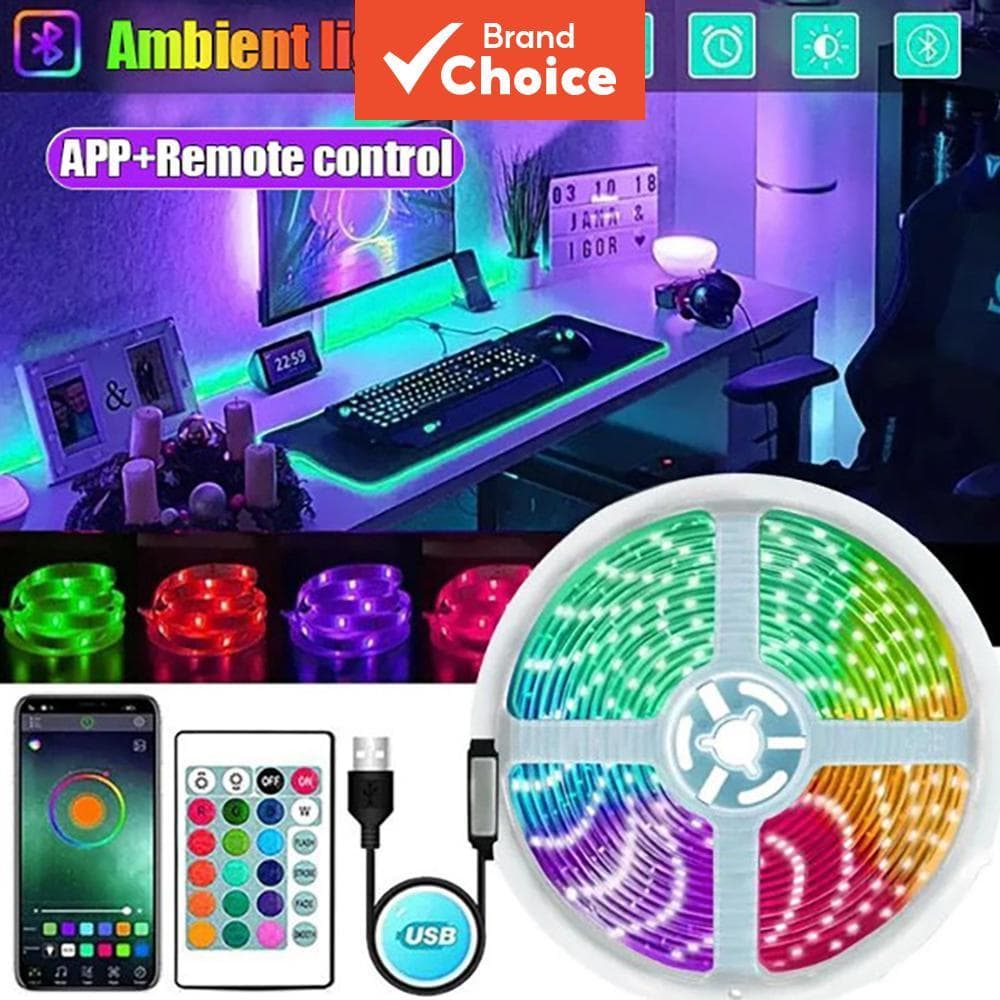 Fita de LED RGB USB 5V Bluetooth 10M 15M 20M 30M Para decoração de teto de sala