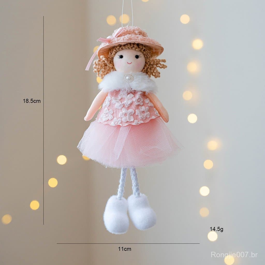 2026 novos produtos coreano menina anjo tecido tranças artesanais de pelúcia boneca de natal chapéu superior pendurado p